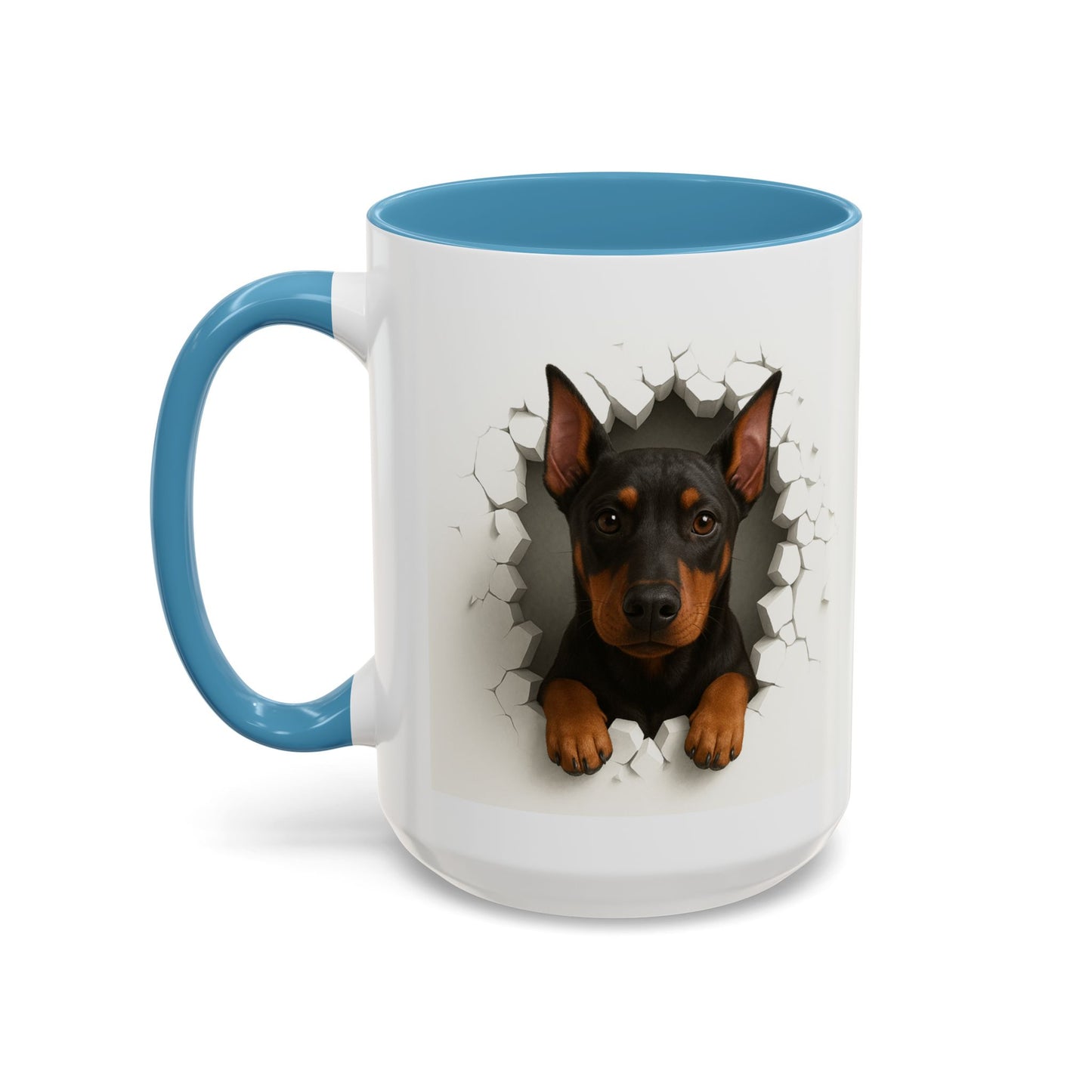 Doberman Peekaboo Accent Coffee Mug – Cute Dog Lover Gift (11/15oz)