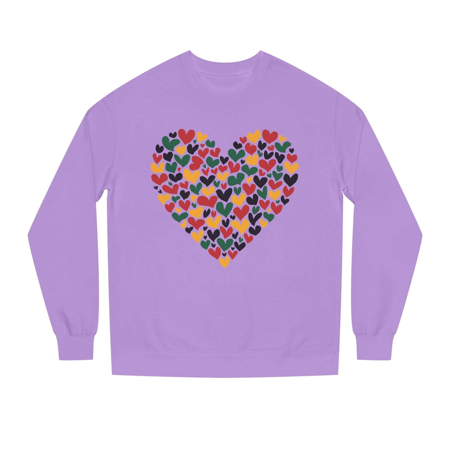 Colorful Heart Pattern Sweatshirt — Cozy Valentine/Everyday Love Crewneck