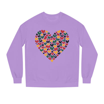 Colorful Heart Pattern Sweatshirt — Cozy Valentine/Everyday Love Crewneck
