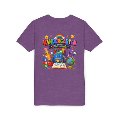 Kindergarten Kids T‑Shirt — 'Kindergarten: This Is Where the Fun Begins' Colorful Back-to-School Tee