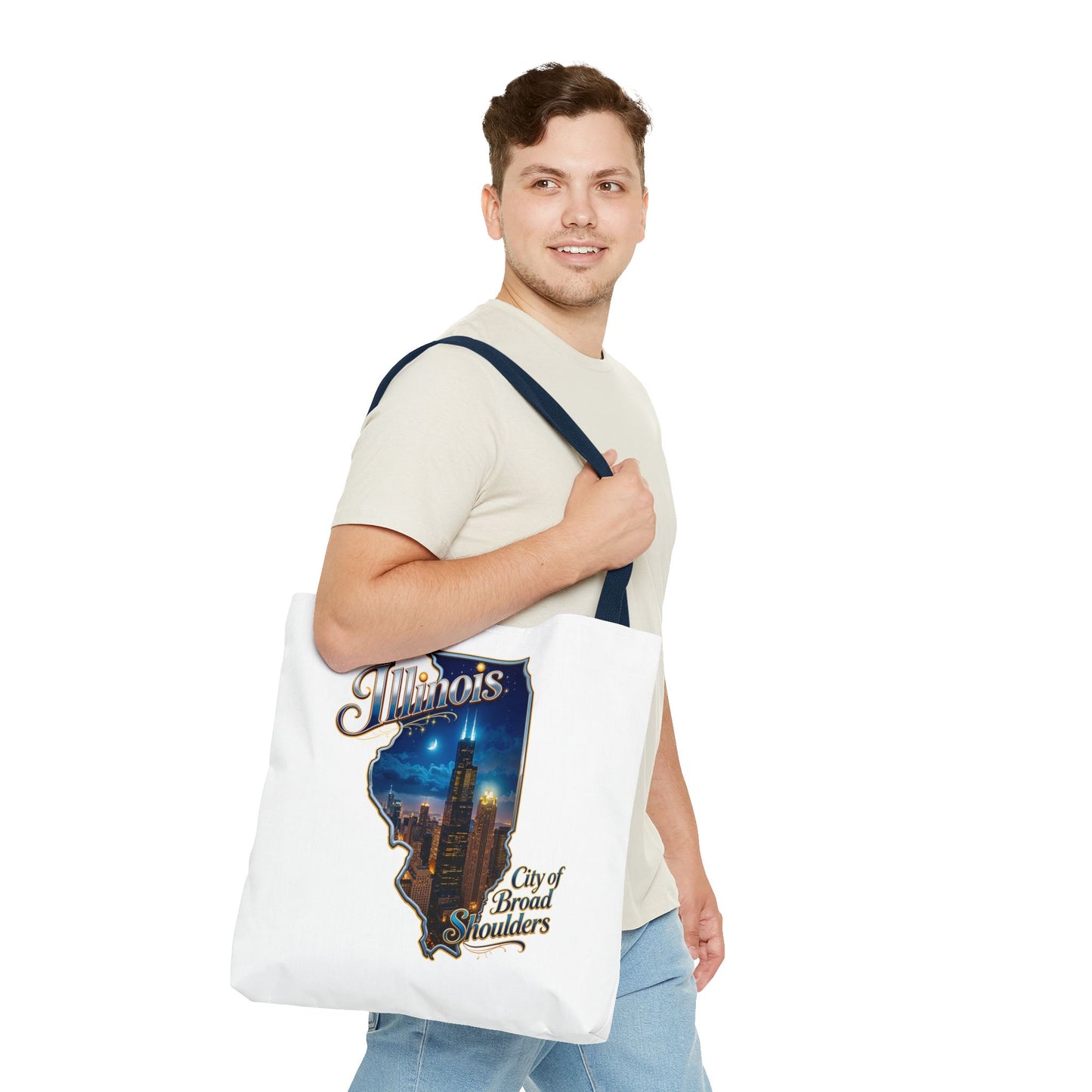 Illinois Skyline Tote Bag — "City of Broad Shoulders" Chicago Night Design
