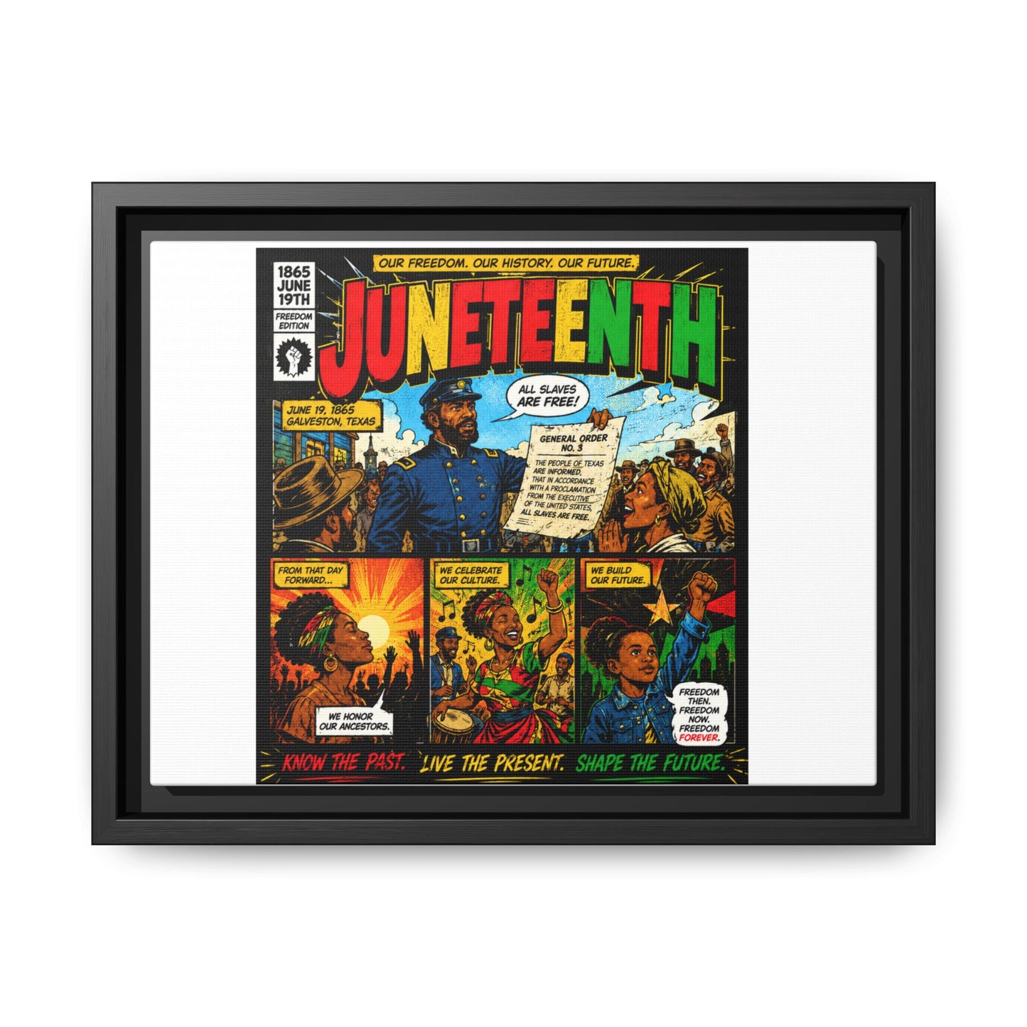 Juneteenth Comic Art Canvas - Framed Matte Wall Decor