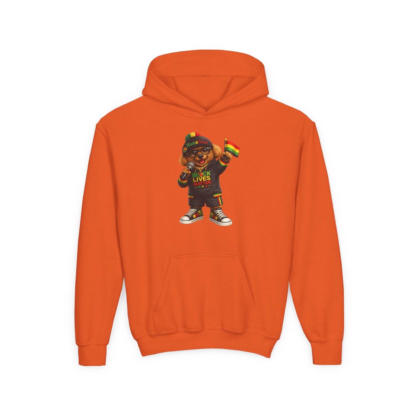 Youth Hoodie — Black Lives Matter Rasta Bear Kids Pullover