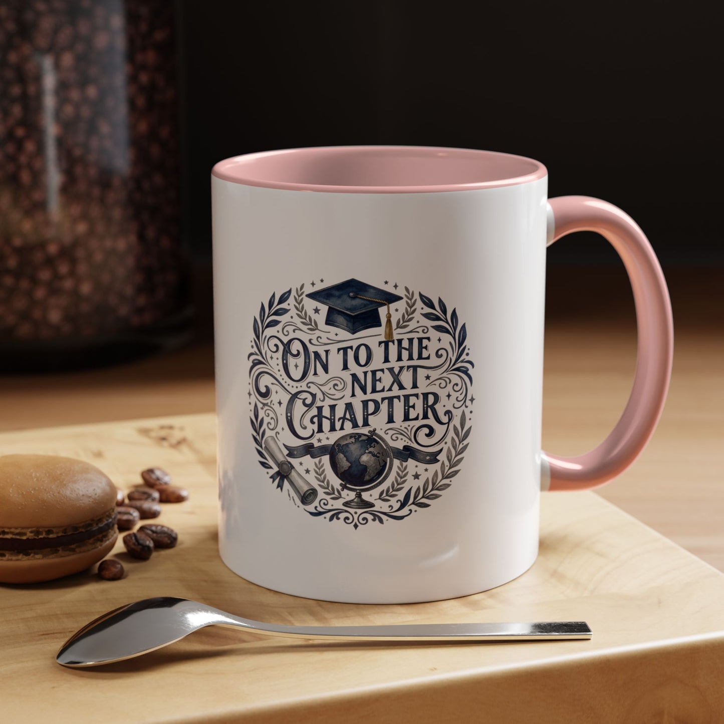 Graduation Coffee Mug — "On to the Next Chapter" Ceramic Accent Mug