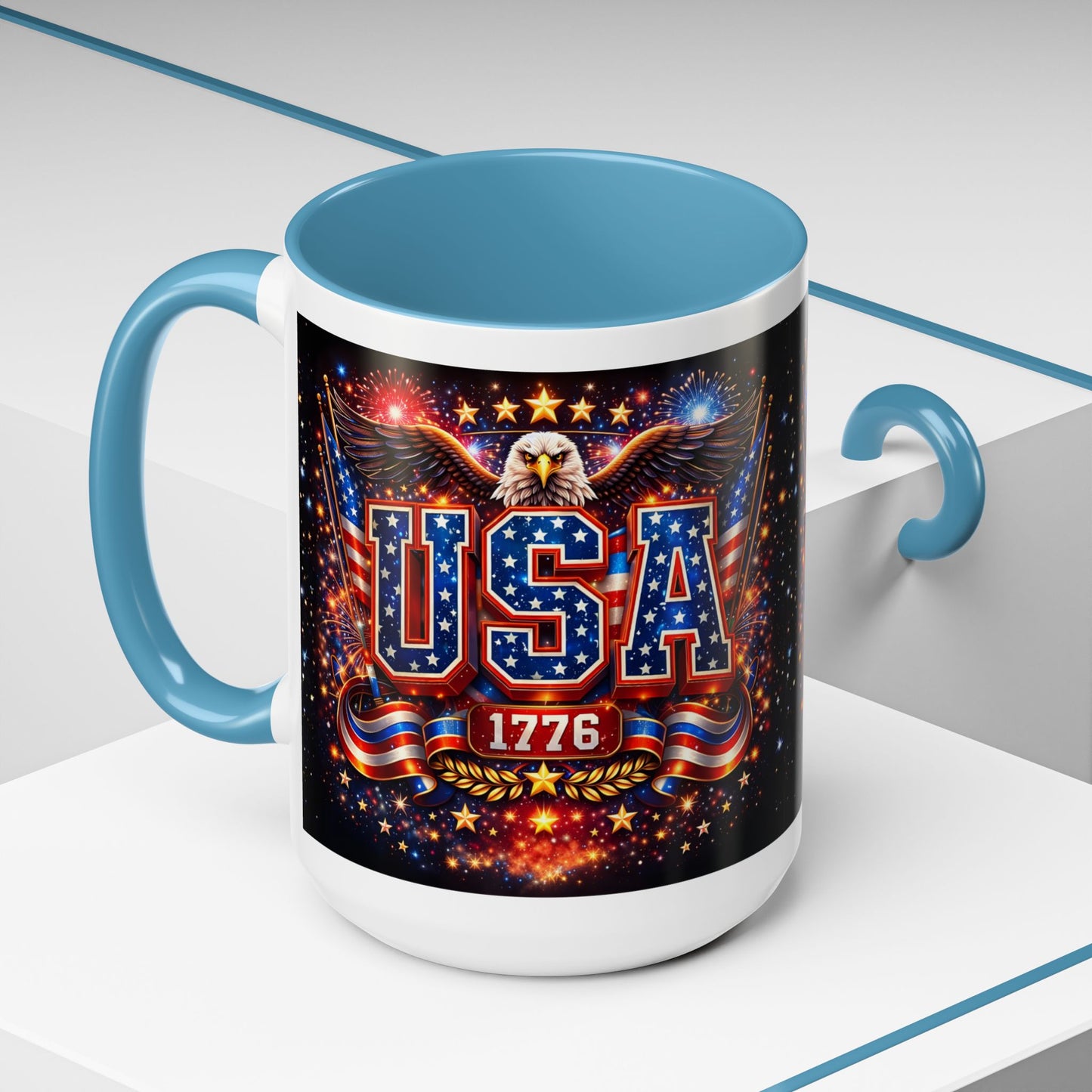 USA Eagle Coffee Mug – Patriotic 1776 Accent Mug (11/15oz)