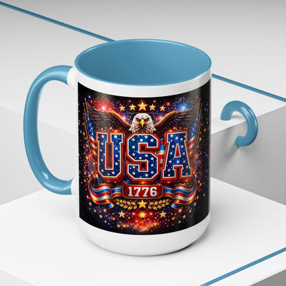USA Eagle Coffee Mug – Patriotic 1776 Accent Mug (11/15oz)