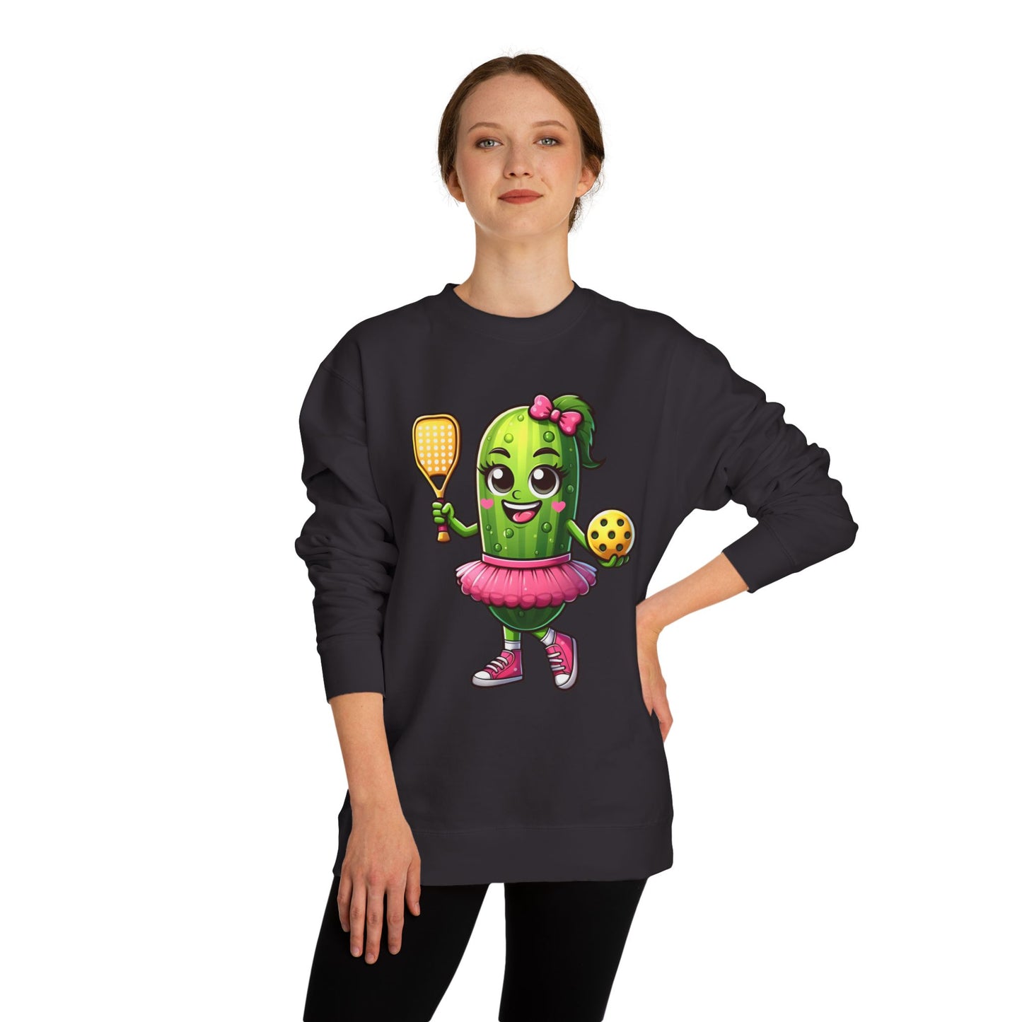 Pickle Paddle T-Shirt — Cute Pickle Playing Pickleball Crewneck
