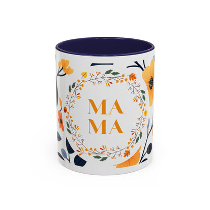 Mama Floral Accent Coffee Mug — Yellow Flower Mother's Day Gift (11/15oz)