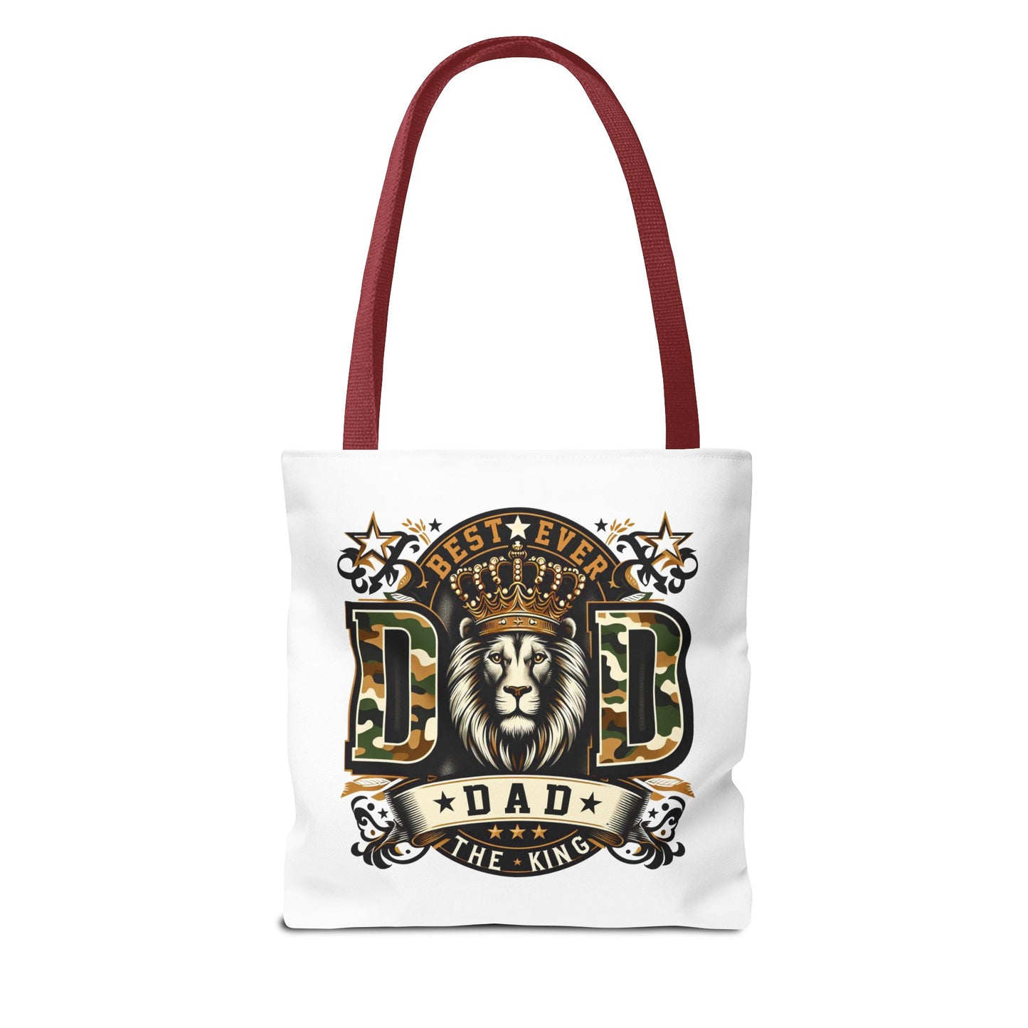 Best Ever Dad Tote Bag — 'Dad the King' Lion Crown Design, Father's Day Gift