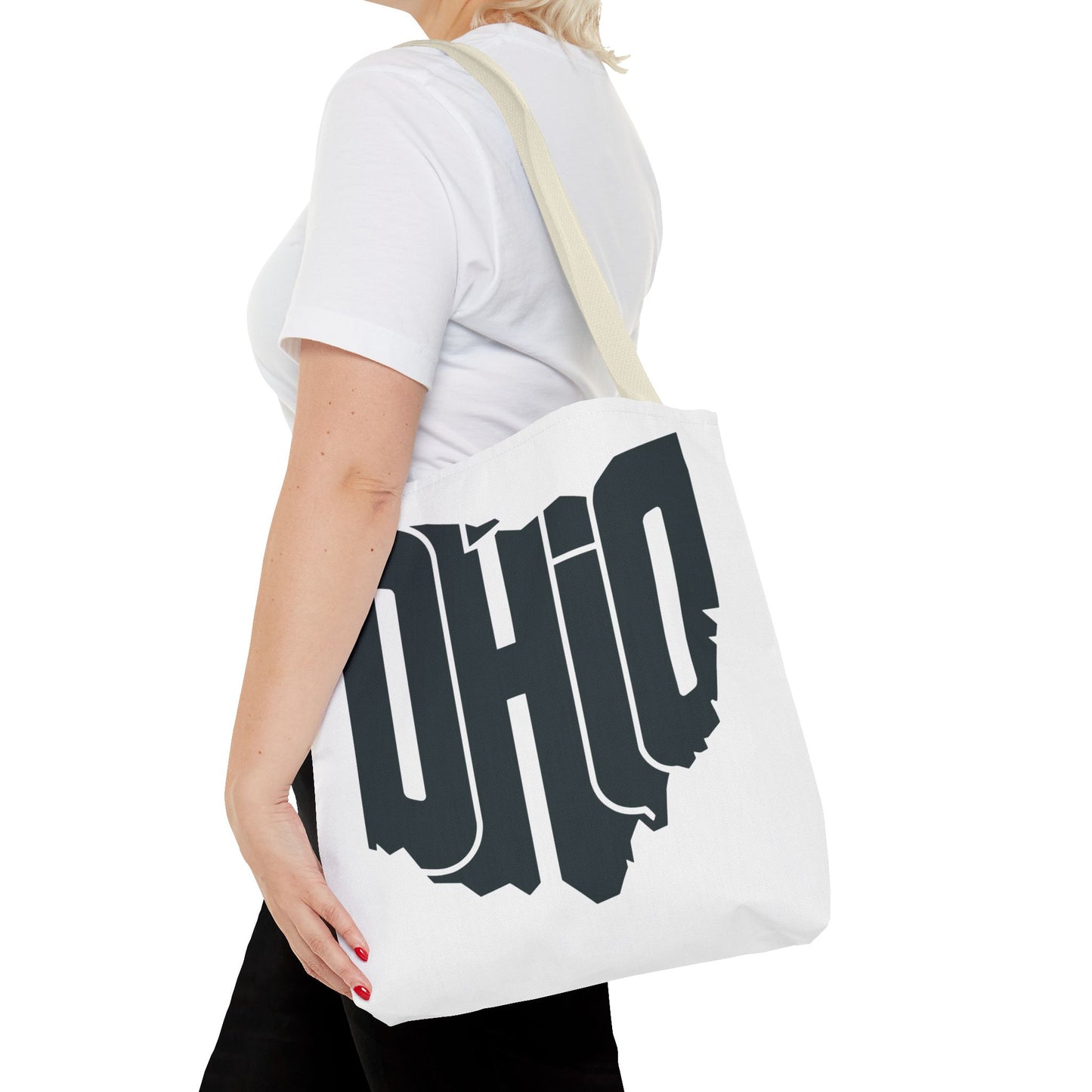Ohio State Outline Tote Bag — Retro Ohio Text Graphic Tote