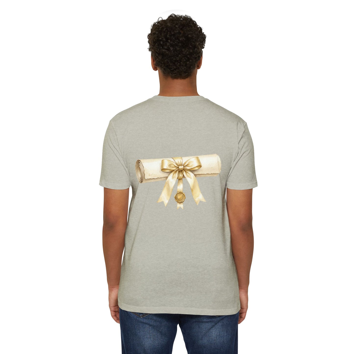 Graduation Scroll T-Shirt — Gold Ribbon Diploma Tee