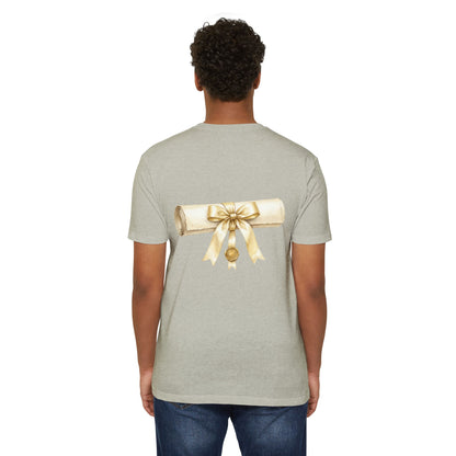 Graduation Scroll T-Shirt — Gold Ribbon Diploma Tee