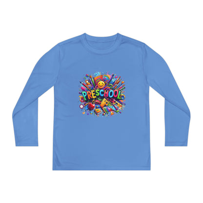 Youth Preschool Long Sleeve Tee - Colorful School Supplies Design