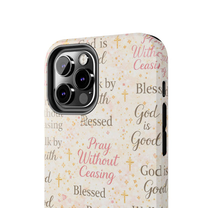 Pray Without Ceasing Phone Case | Christian floral iPhone Case