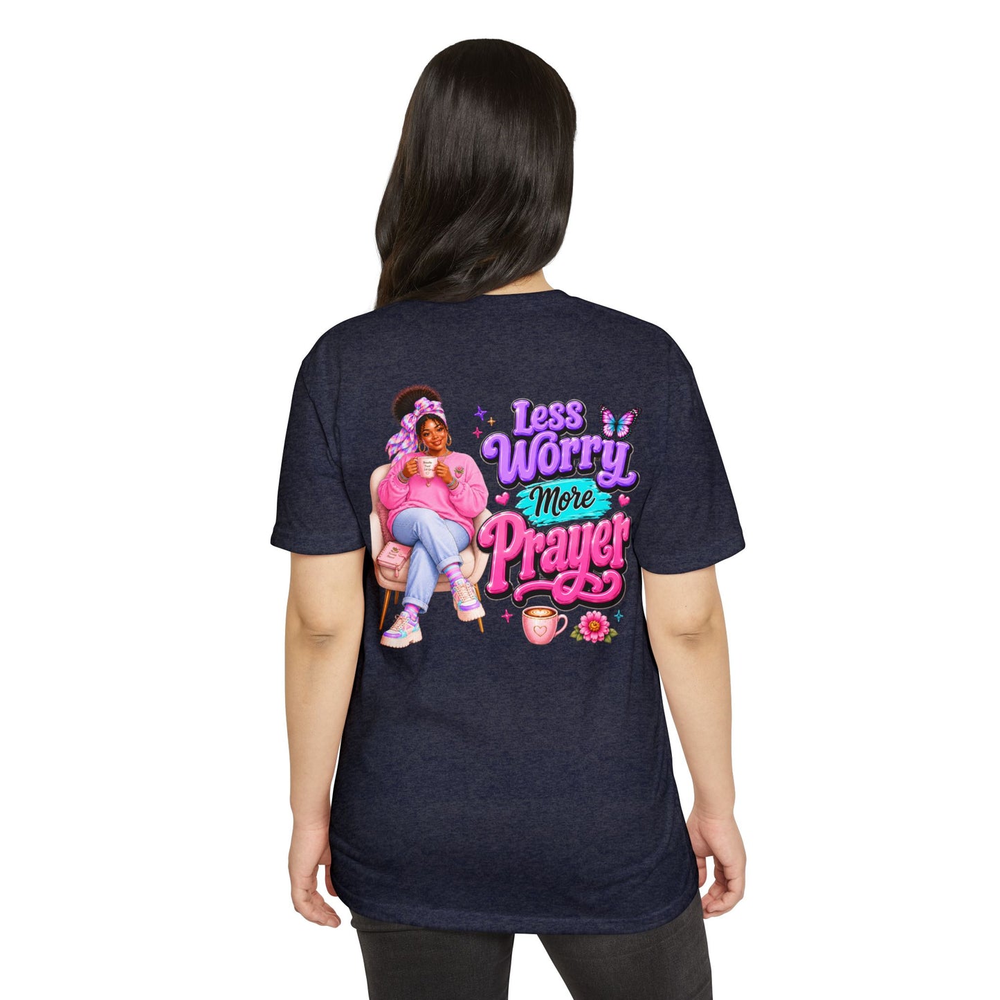 Less Worry More Prayer Tee — Inspirational Christian Graphic T-Shirt