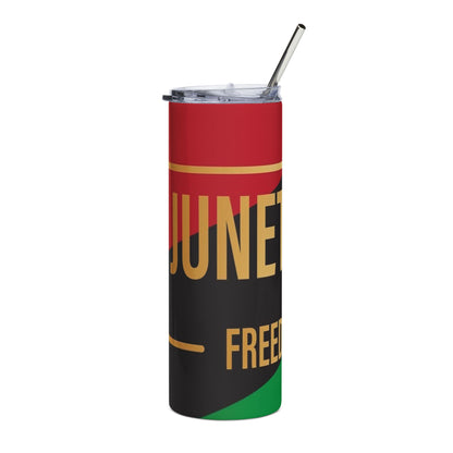 Juneteenth Stainless Steel Tumbler - Freedom Day 20oz Travel Cup (Red Black Green)