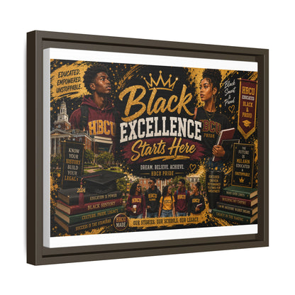 Black Excellence Starts Here Framed Canvas