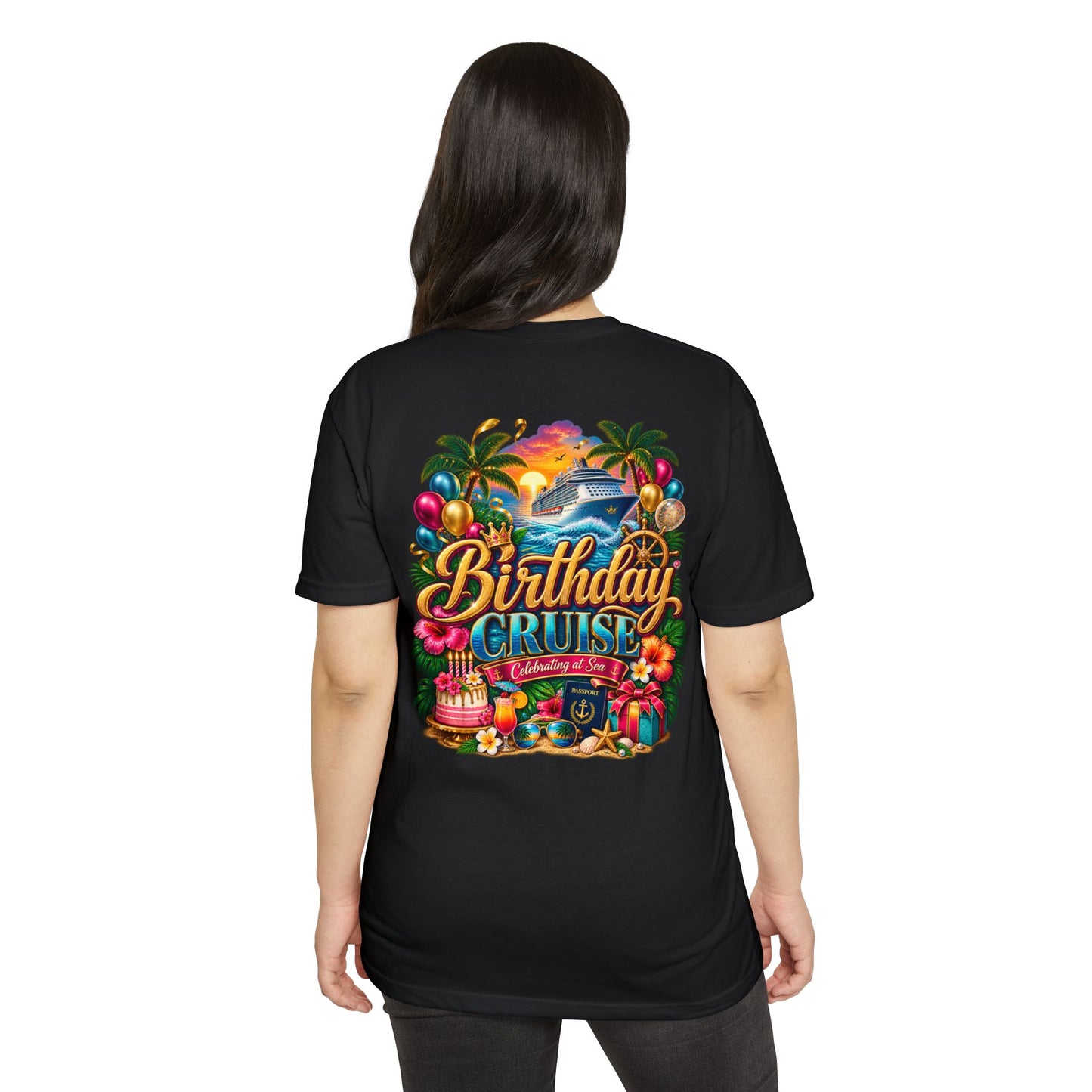 Birthday Cruise T-Shirt — Tropical Celebration Tee with Cruise Ship Design