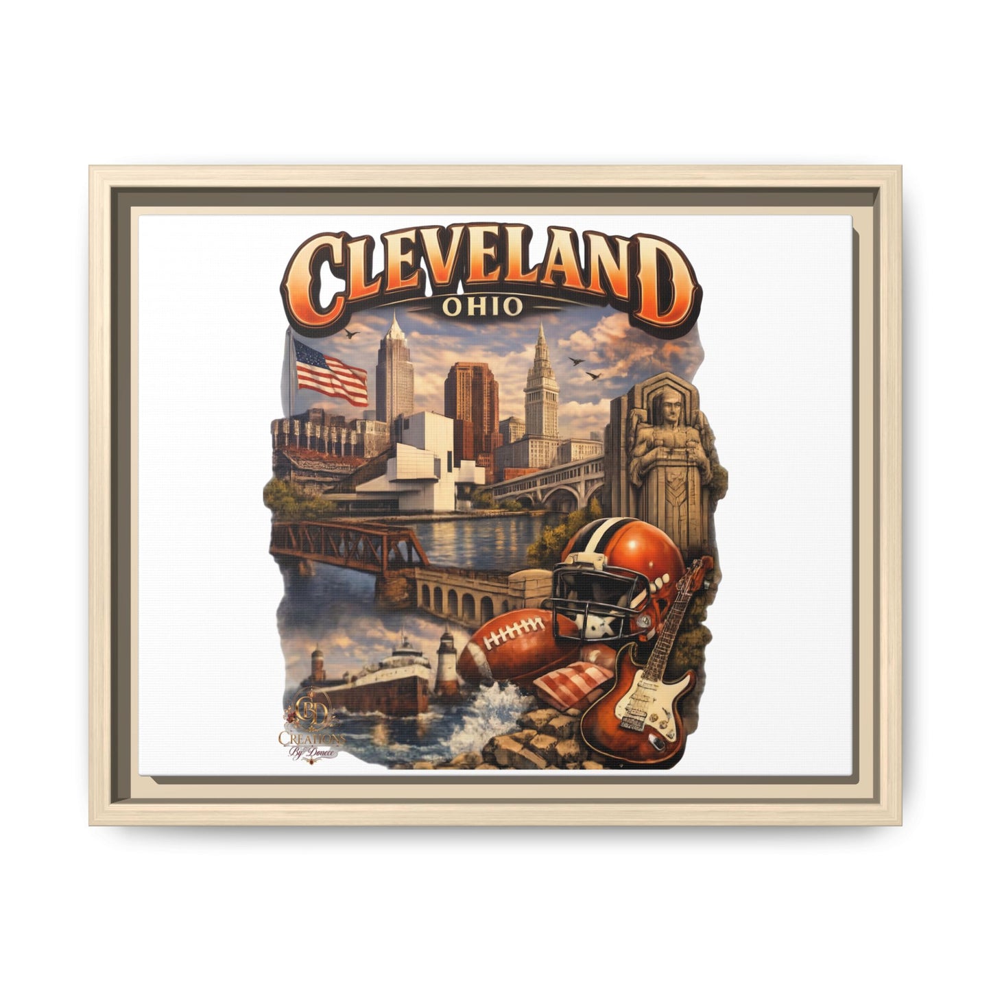 Cleveland Ohio Collage Framed Canvas Print