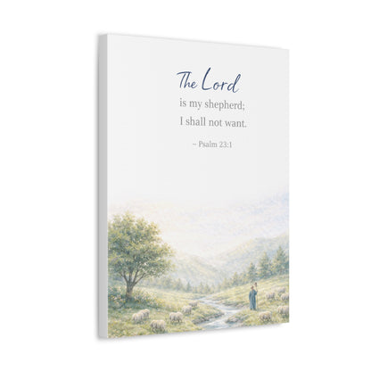 Psalm 23:1 Stretched Canvas – ‘The Lord is my shepherd; I shall not want’ Scenic Wall Art