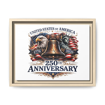 250th Anniversary Framed Canvas - United States of America Patriotic Liberty Bell Print