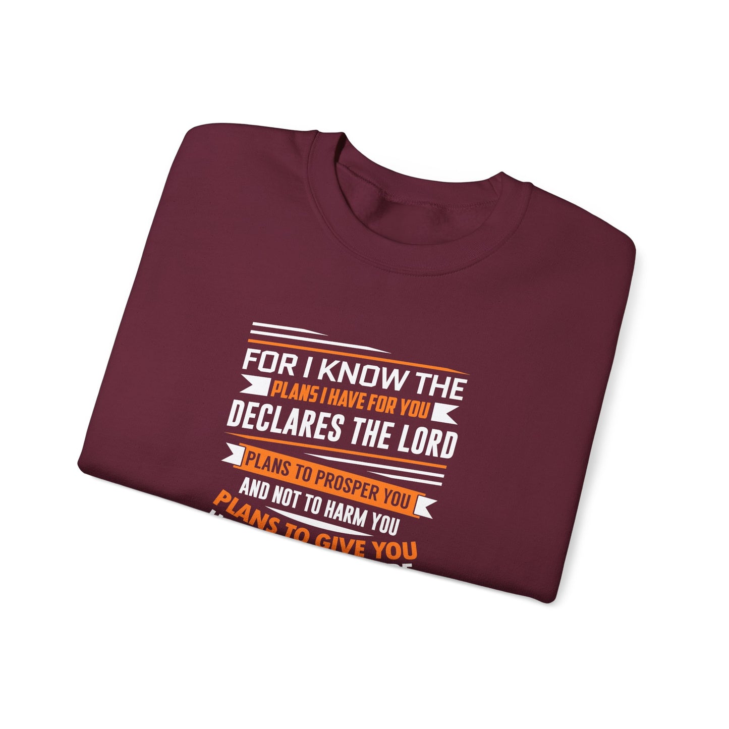 For I Know the Plans I Nave for You Declares the Lord Plans to Prosper You and Not to Harm You Plans to Give You Hope and a Future Sweatshirt