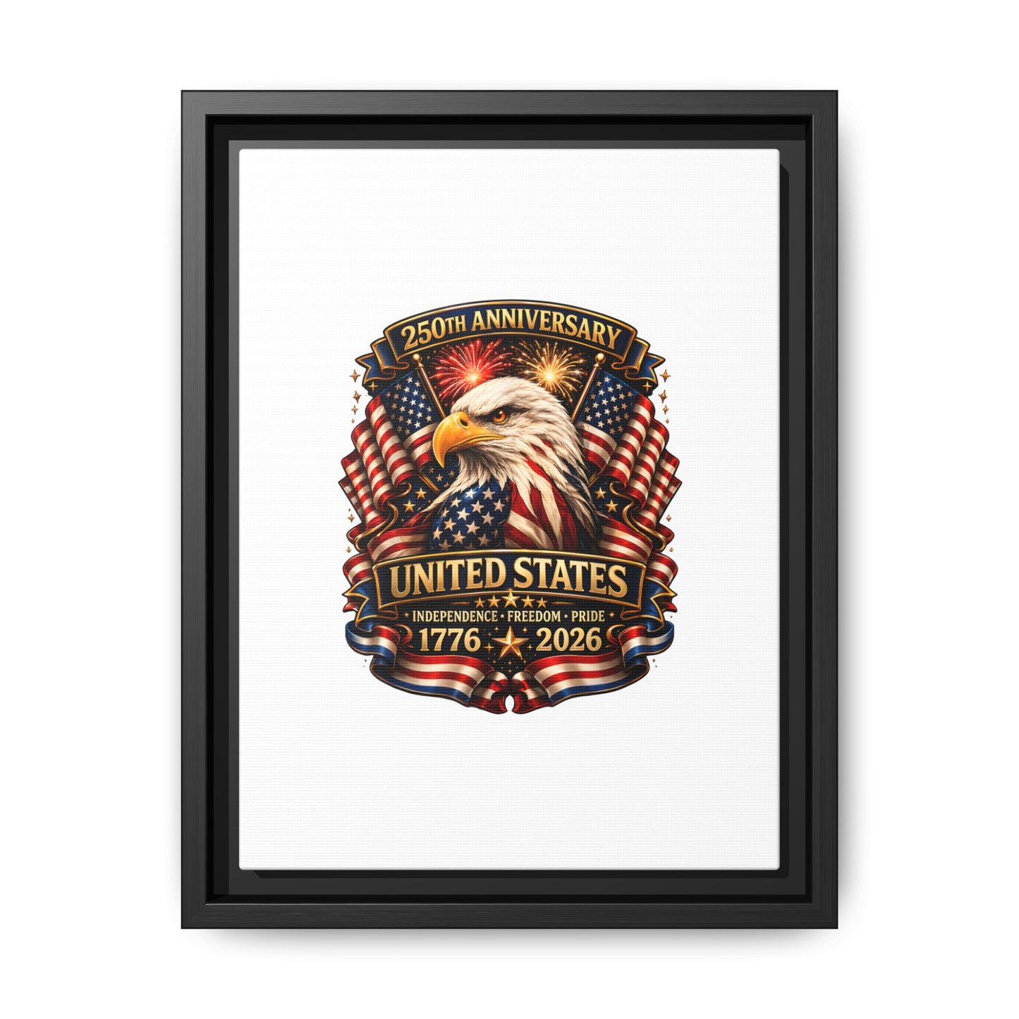 Patriotic Eagle 250th Anniversary Framed Canvas Print — United States 1776–2026