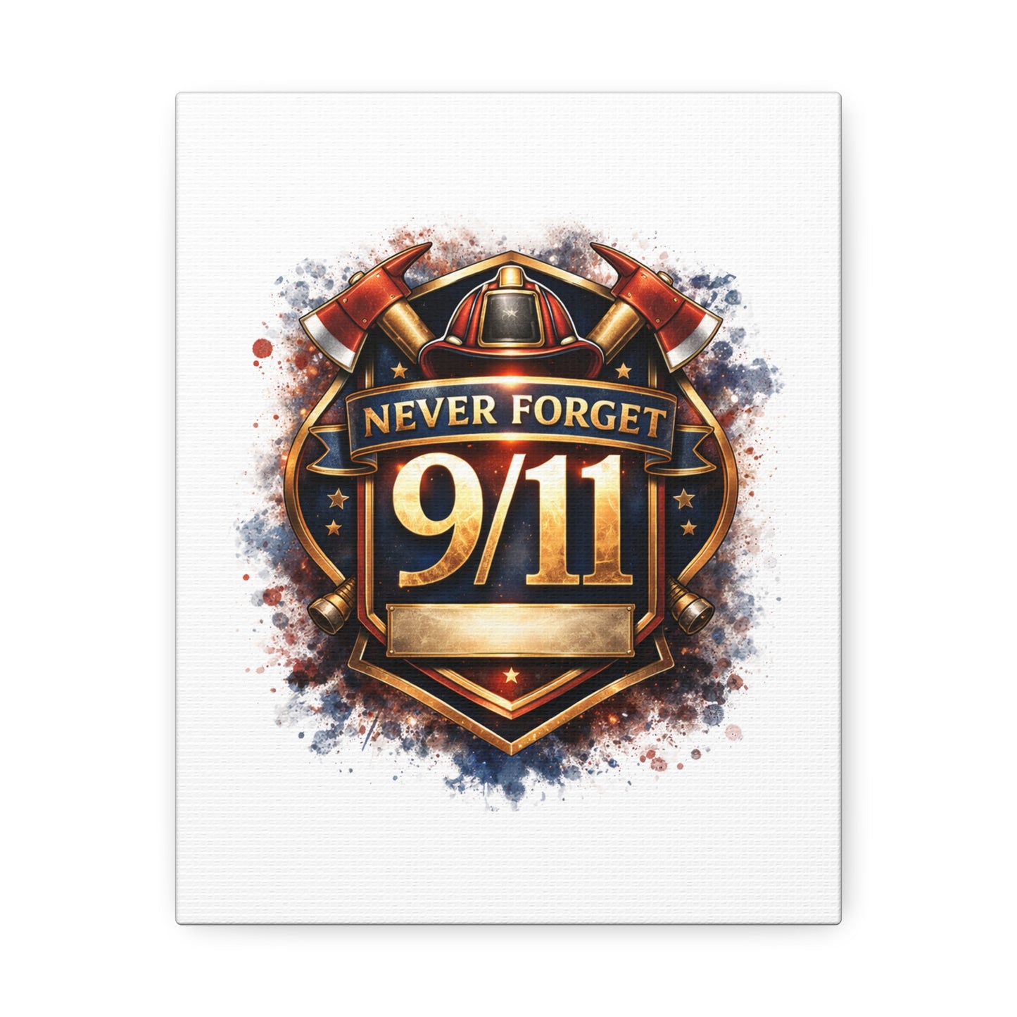 9/11 Never Forget Canvas Print — Firefighter Tribute Stretched Wall Art
