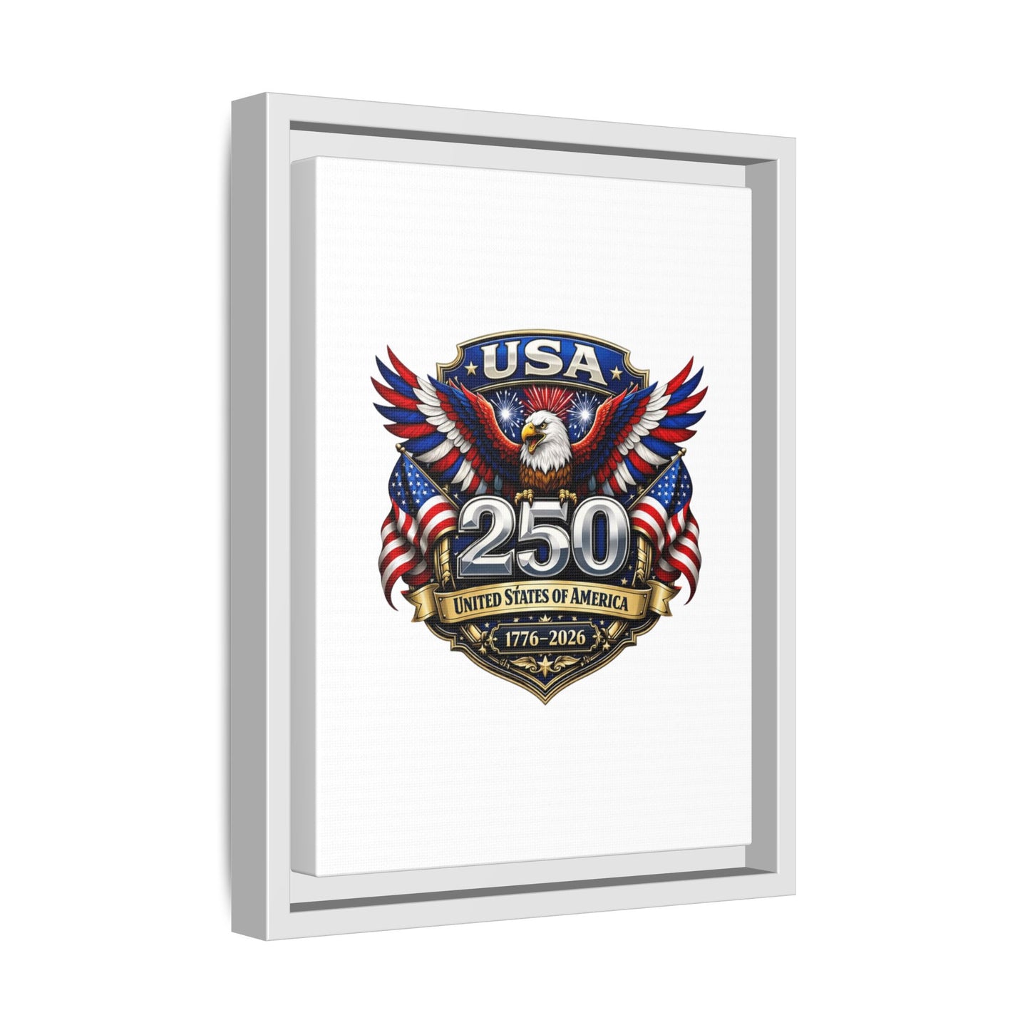 USA 250 Anniversary Framed Canvas — Patriotic Eagle 1776–2026 Wall Art
