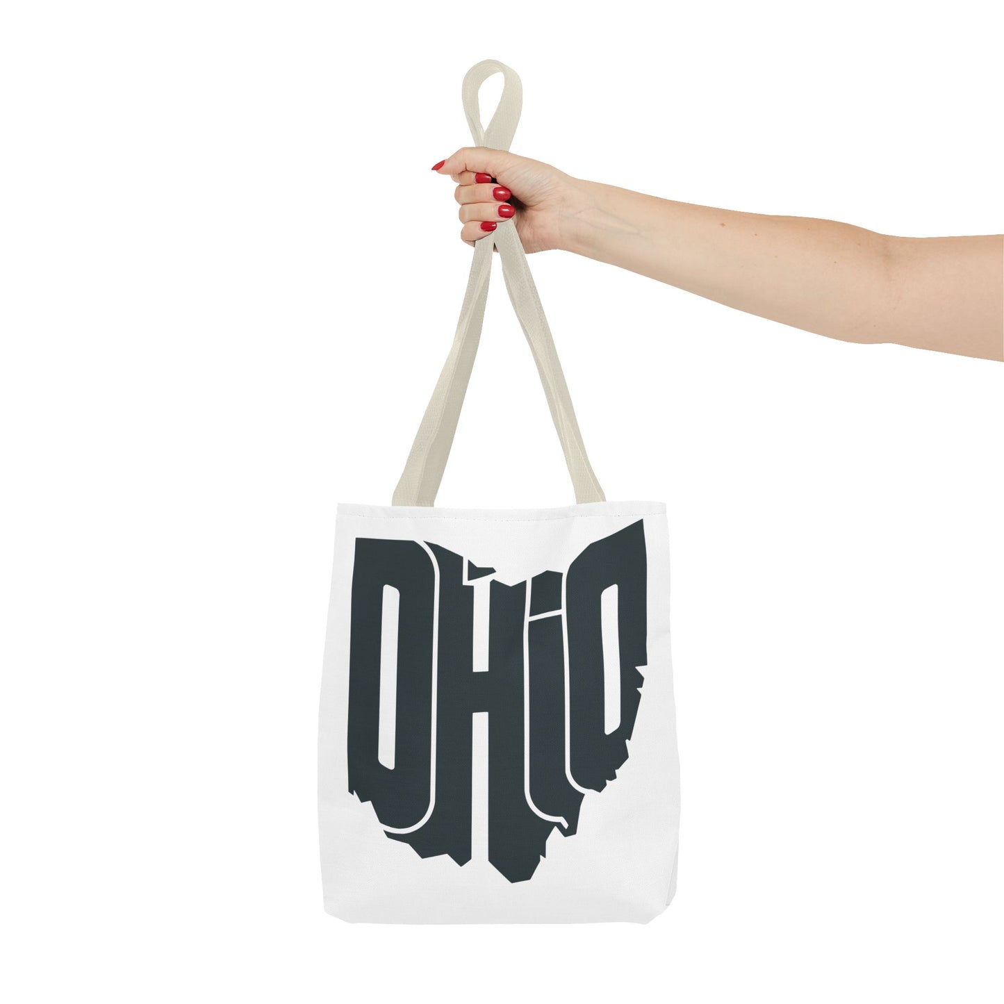 Ohio State Outline Tote Bag — Retro Ohio Text Graphic Tote