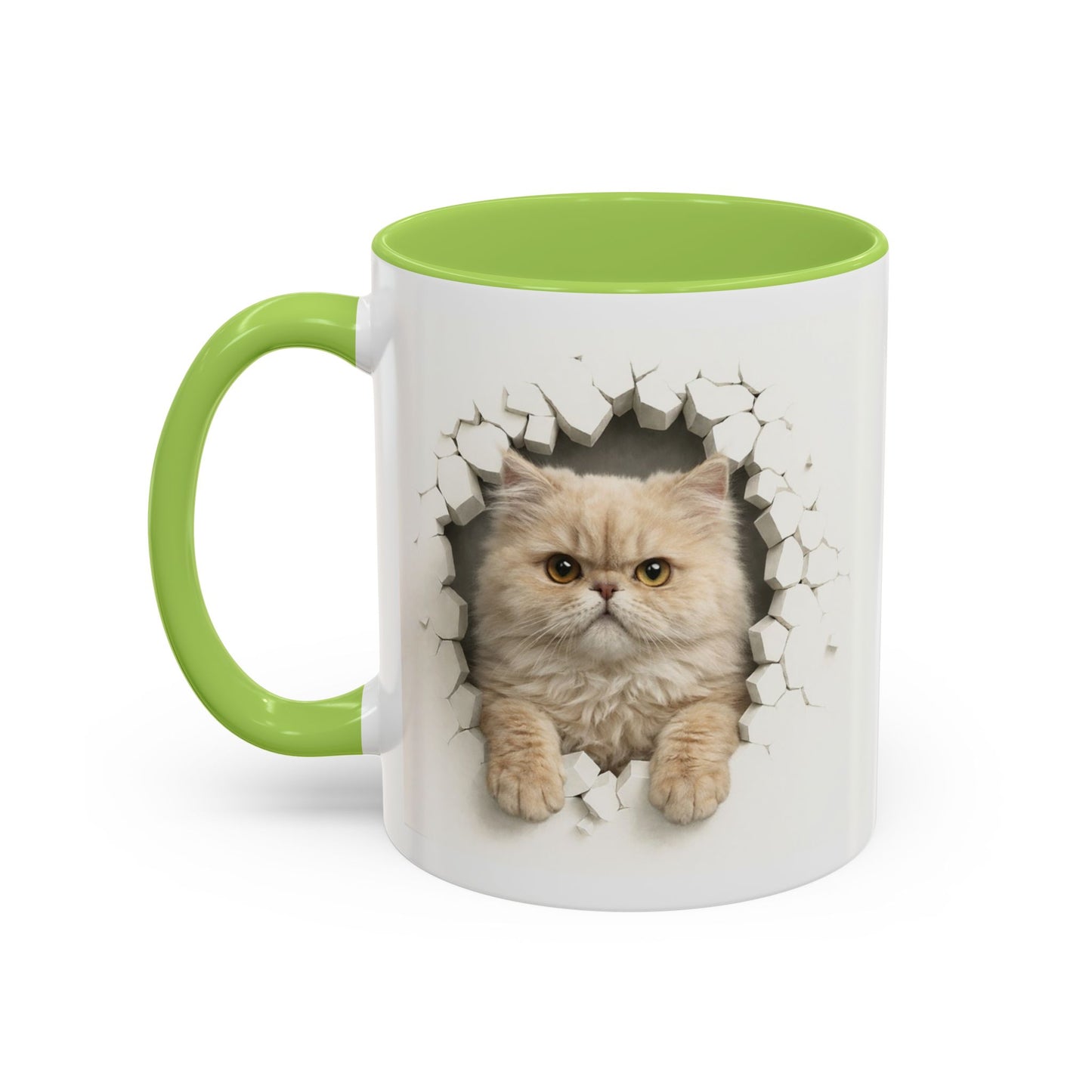 Cat Peeking Accent Coffee Mug — Cute Persian Cat Design (11/15oz)