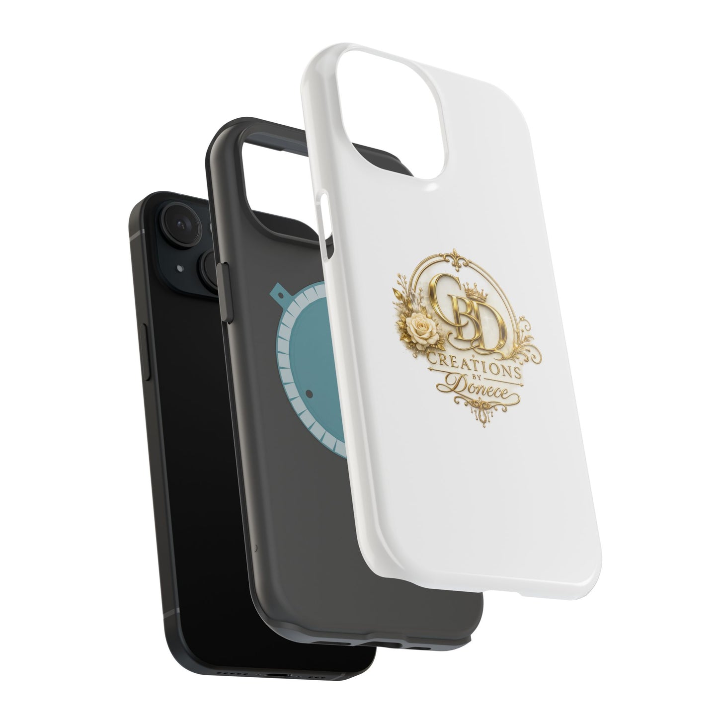 Magnetic Impact-Resistant Phone Case — Gold Floral Crest Logo