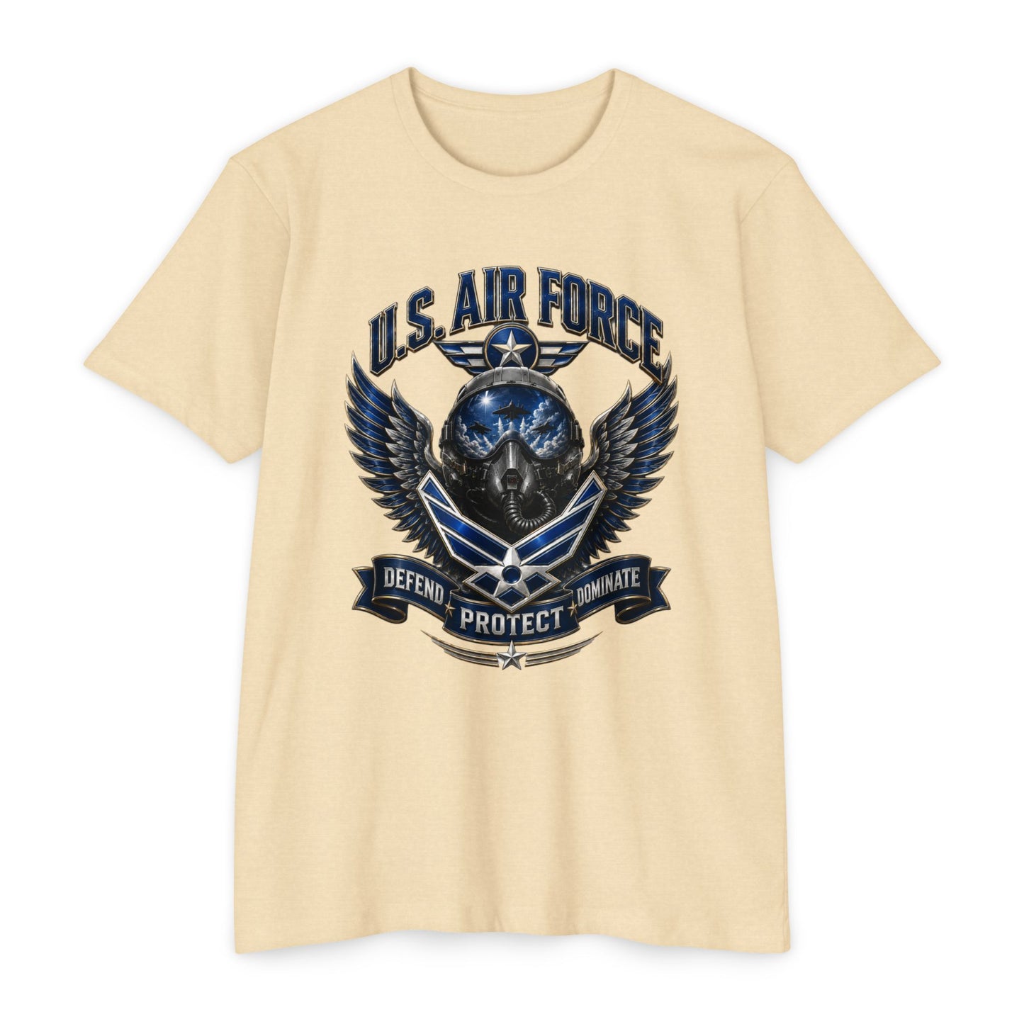U.S. Air Force Skull Wings T-Shirt — Defend Protect Dominate Military Tee