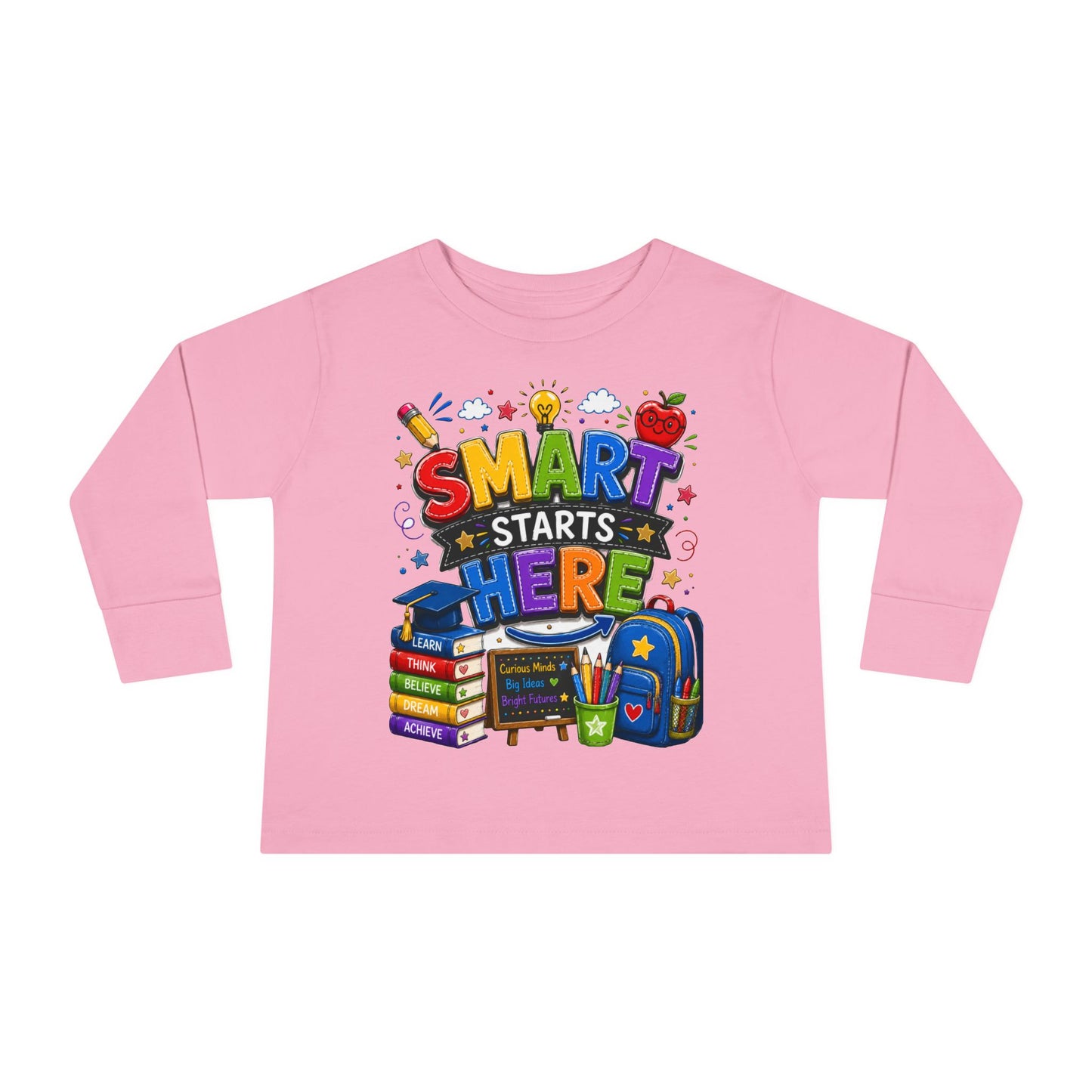 Smart Starts Here Toddler Long Sleeve Tee — Back-to-School Kids Shirt
