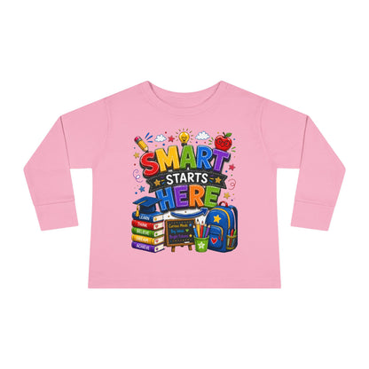 Smart Starts Here Toddler Long Sleeve Tee — Back-to-School Kids Shirt