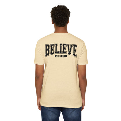 Believe John 14:1 T-Shirt — Faith-Inspired Biblical Tee