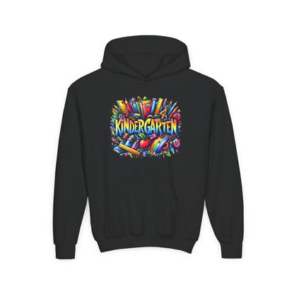 Kindergarten Kids Hoodie — Colorful School Supplies Back-to-School Sweatshirt
