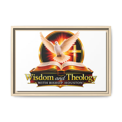 Framed Canvas Print — "Wisdom and Theology" Dove & Bible Wall Art