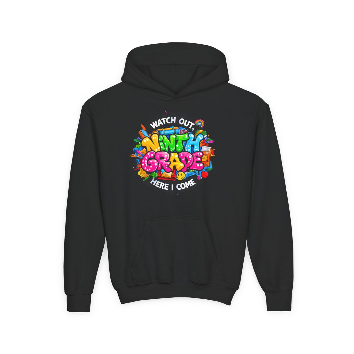 Kids' 4th Grade Hoodie – "Watch Out 4th Grade Here I Come" Colorful Back-to-School Sweatshirt