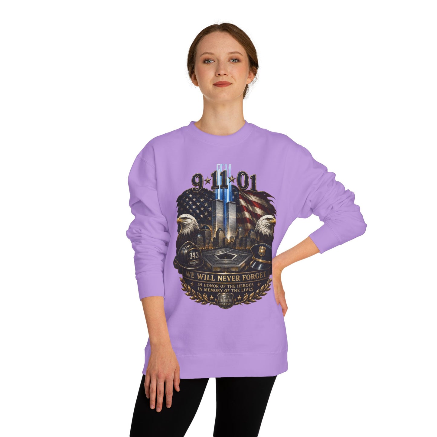9/11 Memorial Sweatshirt — We Will Never Forget Tribute Crewneck
