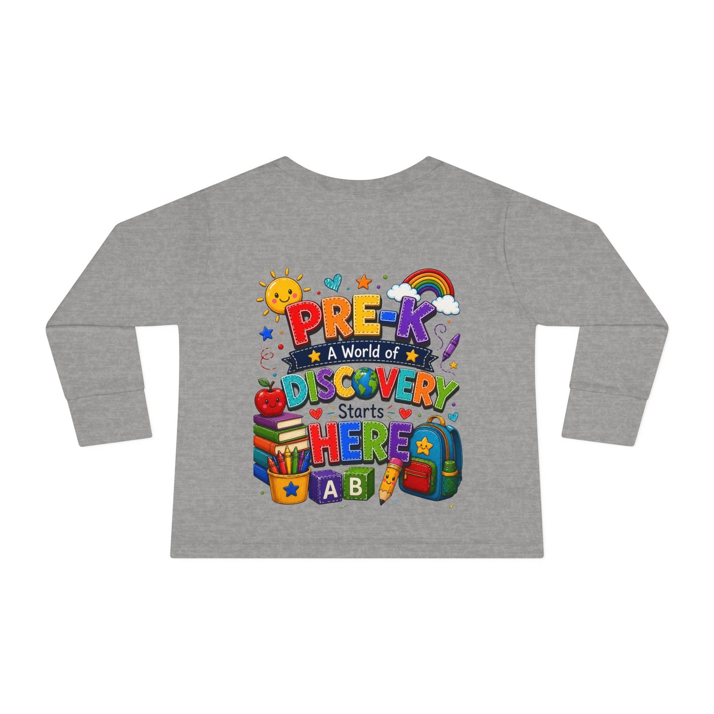 Pre-K Discovery Toddler Long Sleeve Tee – “A World of Discovery Starts Here”