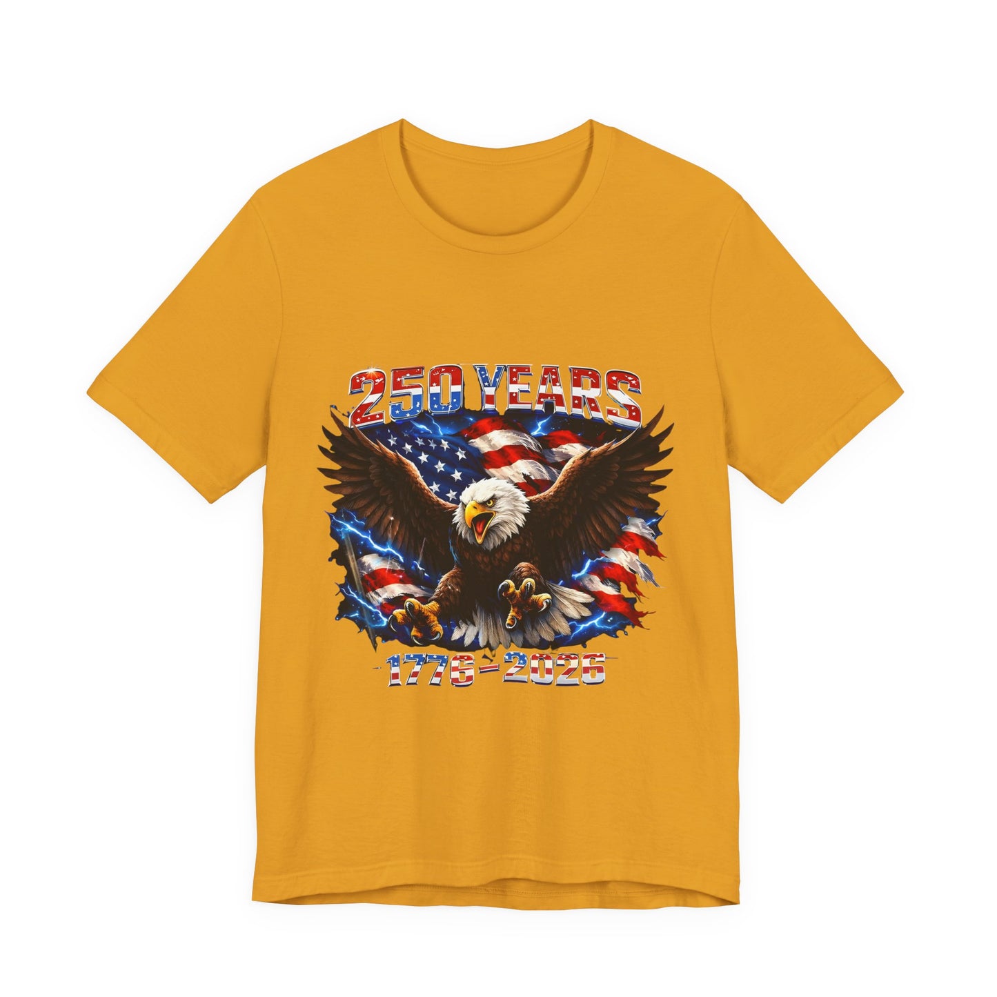 250 Years Bald Eagle American Flag T-Shirt — 1776–2026 Patriotic Tee