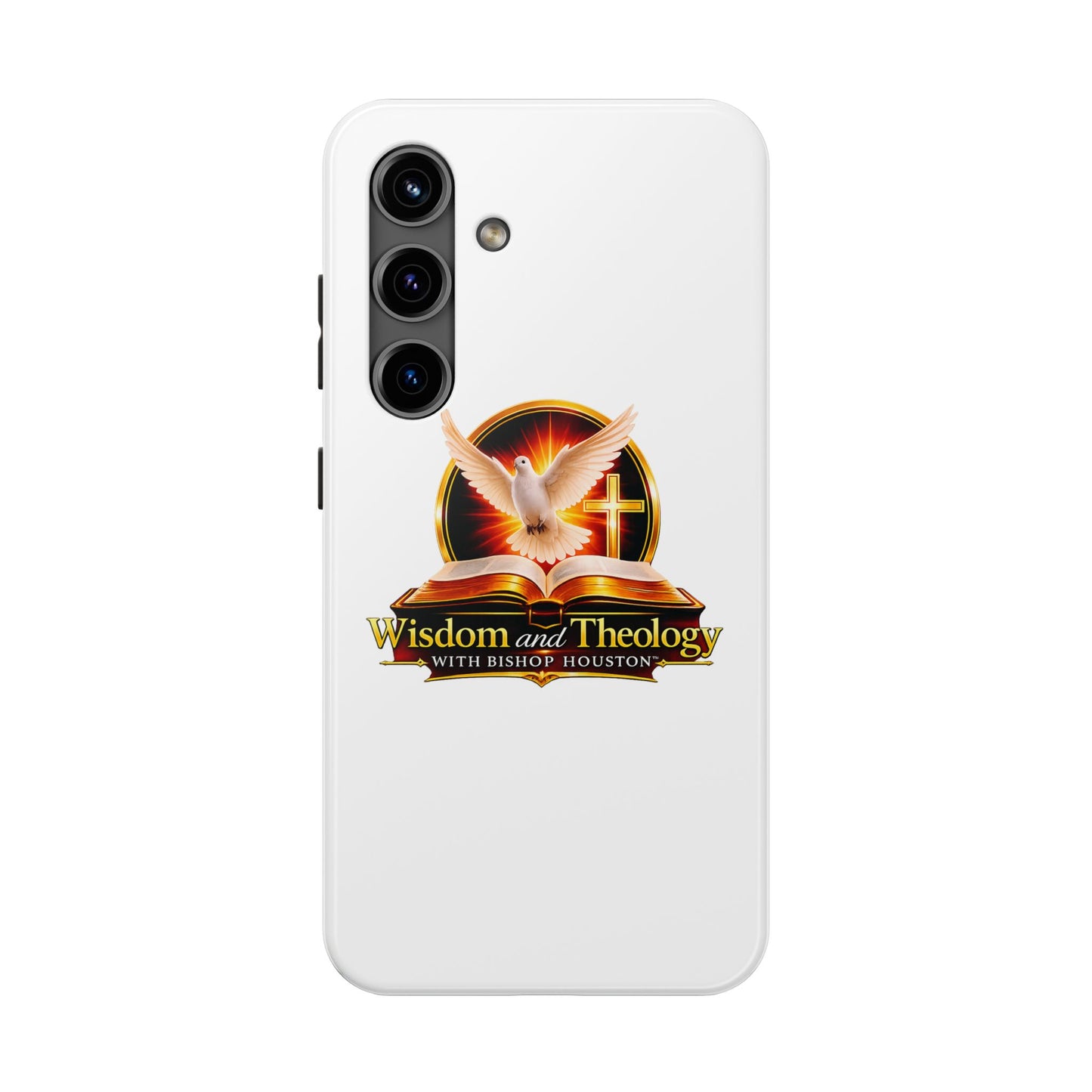Wisdom and Theology Tough Phone Case — Christian Dove & Cross Design