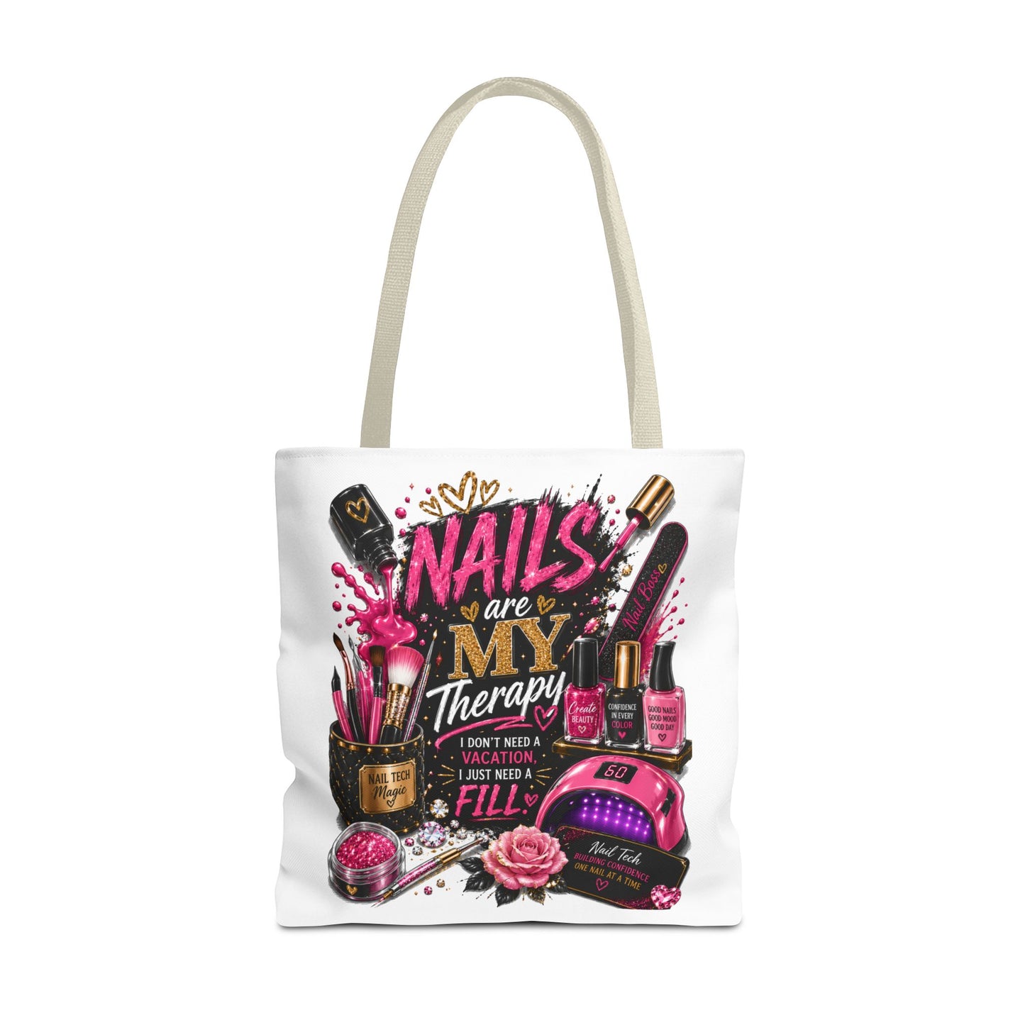 Nails Are My Therapy Tote Bag — Nail Tech Cosmetic Makeup Salon Gift