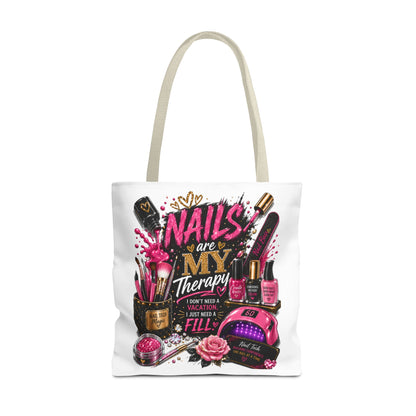 Nails Are My Therapy Tote Bag — Nail Tech Cosmetic Makeup Salon Gift