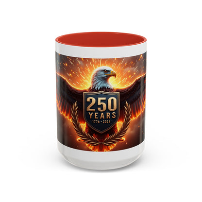 250 Years Eagle Coffee Mug — Patriotic Anniversary Ceramic Accent Mug (11/15oz)