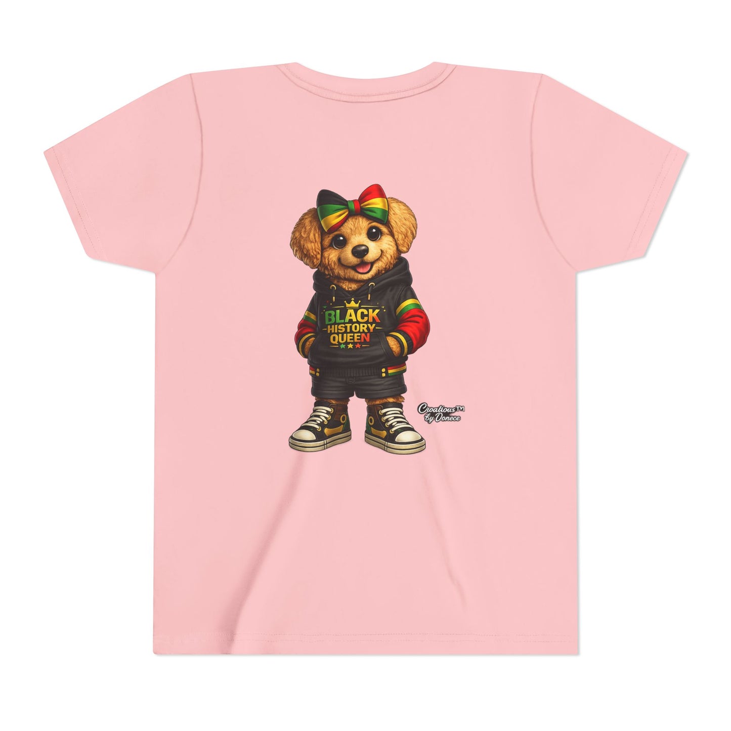 Youth Tee — Black History Queen Bear Graphic T-Shirt