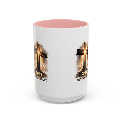 9/11 Never Forget Coffee Mug — Religious Memorial Accent Mug