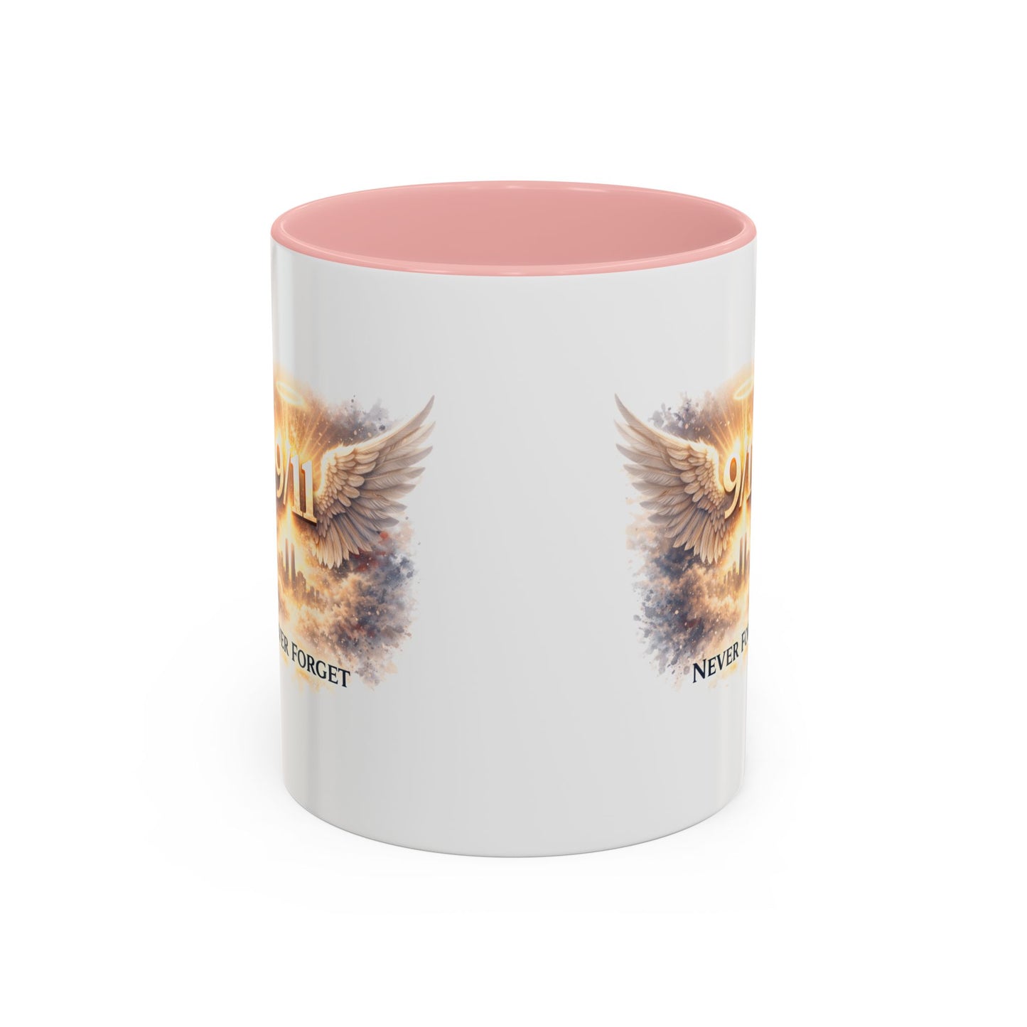 9/11 Never Forget Accent Coffee Mug — Memorial Tribute Ceramic Mug