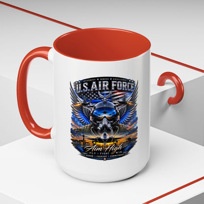 U.S. Air Force Eagle Coffee Mug — "Aim High" Accent 11/15oz